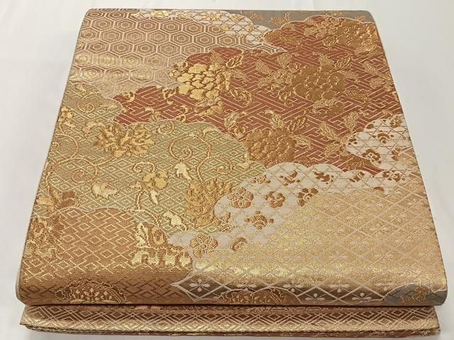 平和屋着物◎六通柄袋帯 有職名物裂 金糸 正絹 逸品 CAAT8766kb