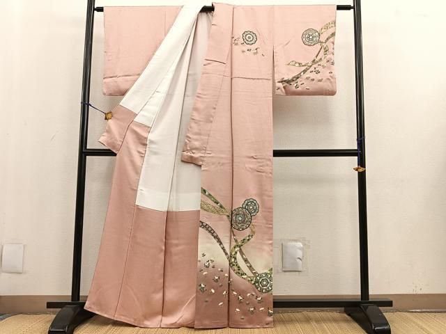 平和屋着物＃道中着　お召地　宝尽くし枝垂れ花文　ロング丈　正絹　逸品　CAAV5876id 平和屋着物＃道中着 お召地 宝尽くし枝垂れ花文 ロング丈 正絹 逸品