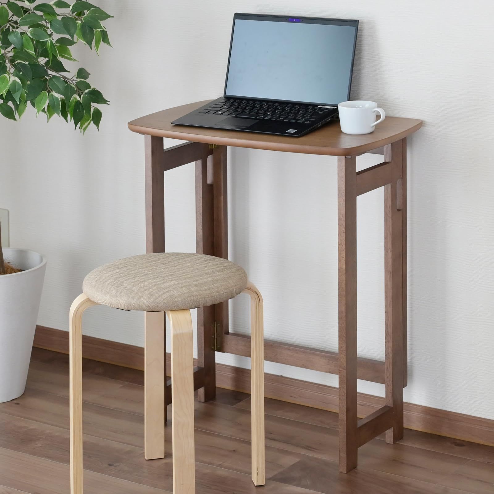 折りたたみ 天然木 PCデスク 完成品 幅60×奥行34×高さ70cm デスク 一人暮らし 学習机 山善 YAMAZEN ヴィンテージブラウン SPD-6034H VBR