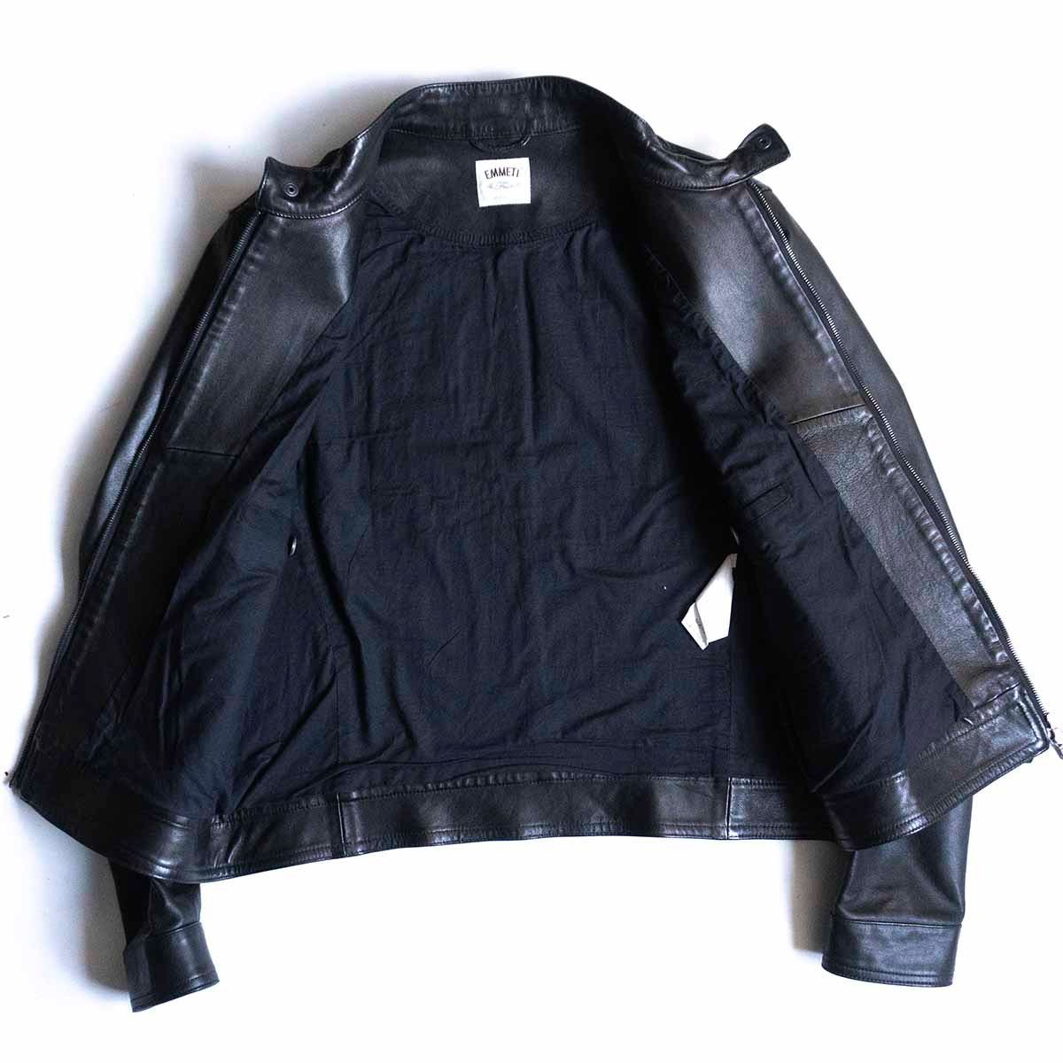 美品】EMMETI 【JURI シングルライダースジャケット】50 ブラック 