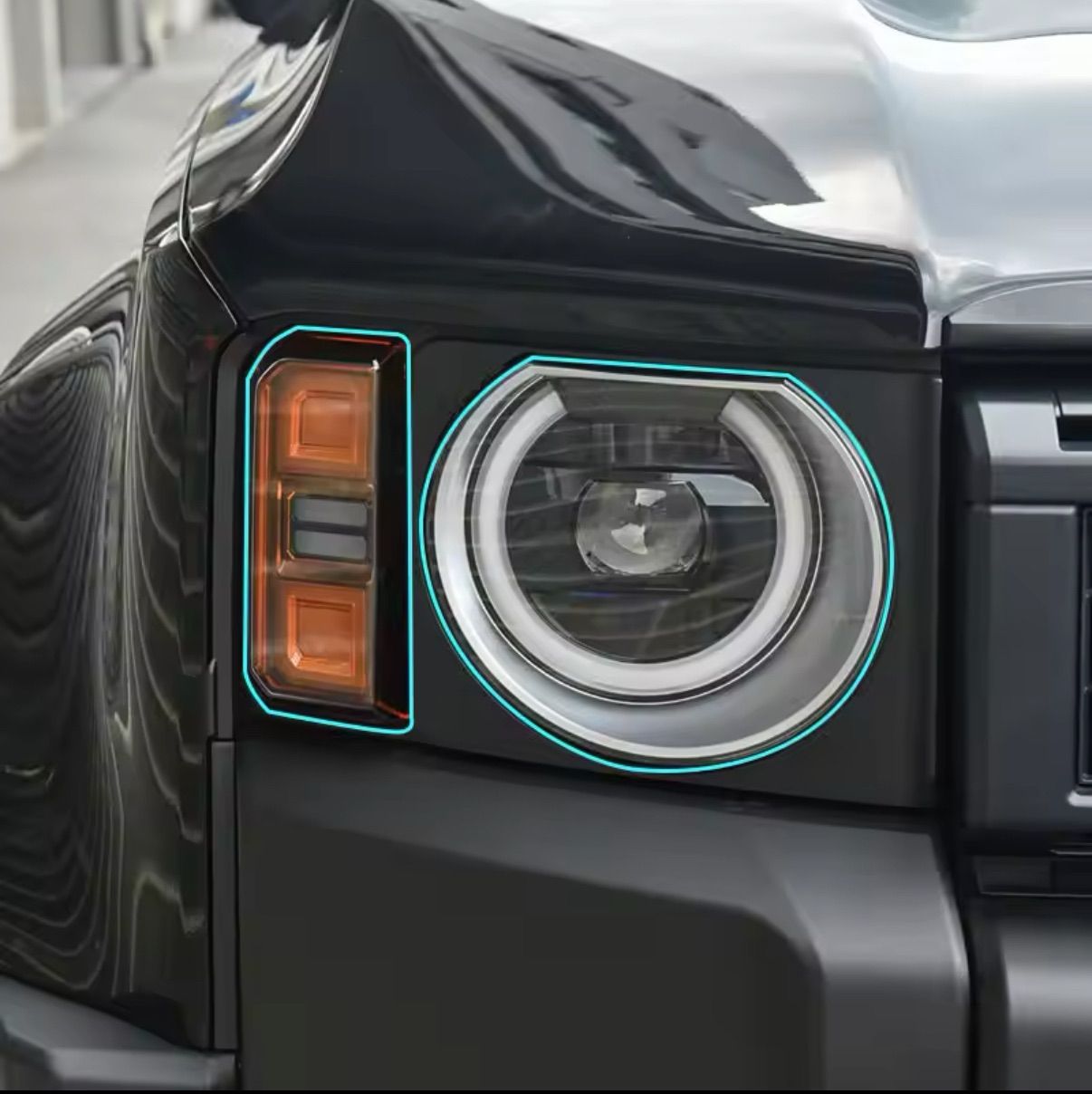 ランクル250愛用］丸目専用フロントヘッドランプカバー クリア