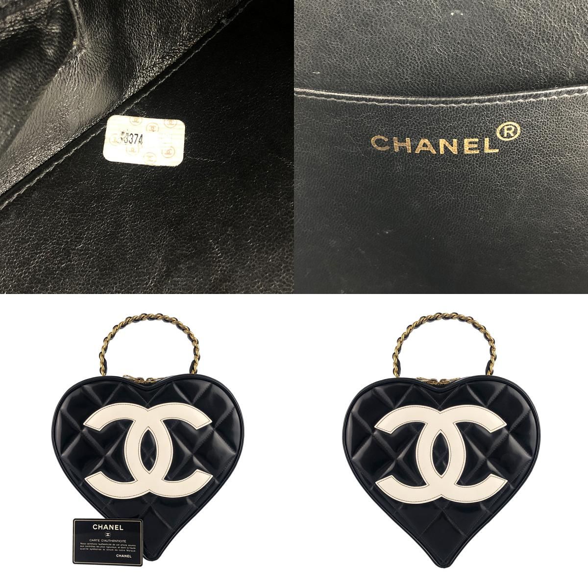 シャネル CHANEL ココマーク ハート型 バニティバッグ エナメル 