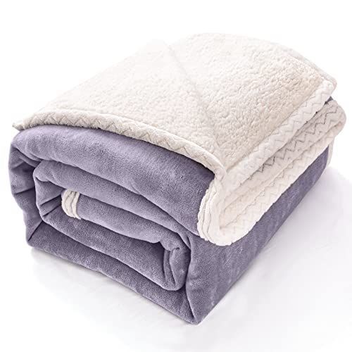 グレー_ダブル（180ｘ200cm） Alitifiy 毛布 掛け毛布 ダブル 冬 発熱2枚合わせ あったか ブランケット もうふ パイル シープボア 軽い マイクロファイバー 北欧風 洗える 暖かい 吸湿発熱 ふわふ