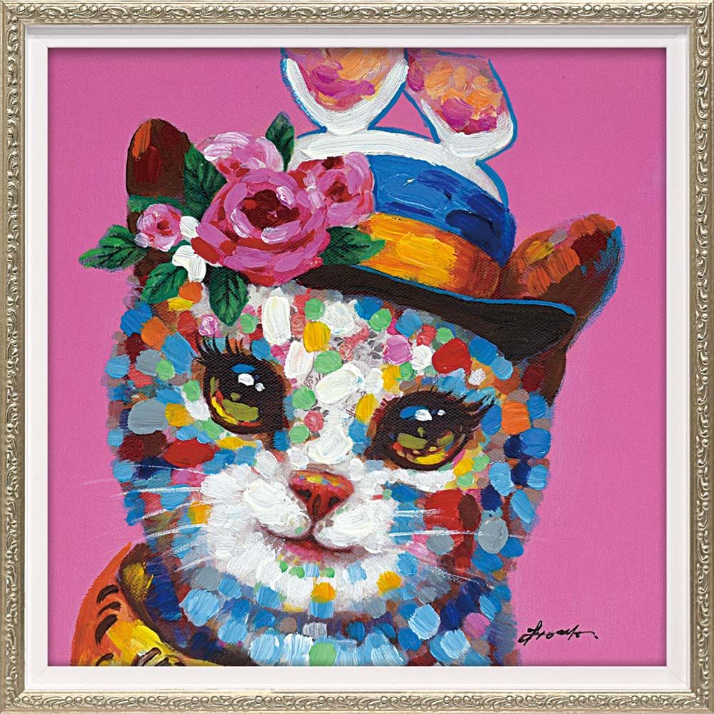 絵画 オイル ペイント アート「ブルー キング（Mサイズ）」 手描き 