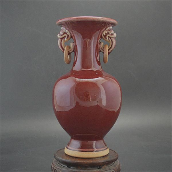 宋鈞窯紅釉の両耳瓶  景徳鎮 陶磁器 装飾品 現代工芸品美術品 置物 宋鈞窯紅釉の両耳瓶 景徳鎮 陶磁器 装飾品 現代工芸品美術品