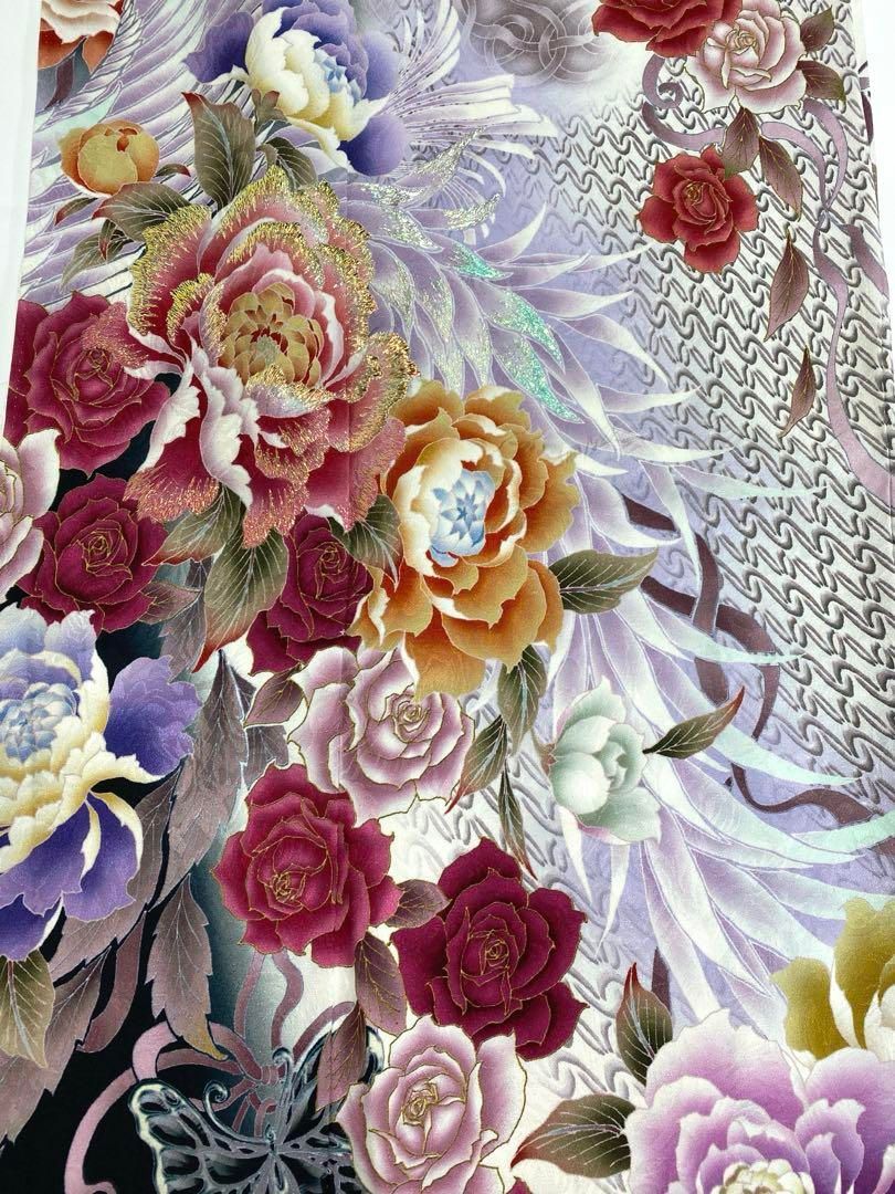 cantare ブランド振袖 ラメ刺繍 薔薇 紋意匠 身丈170cm 撥水加工済 cantare ブランド振袖 ラメ刺繍 薔薇 紋意匠 身丈170cm 撥水加工済