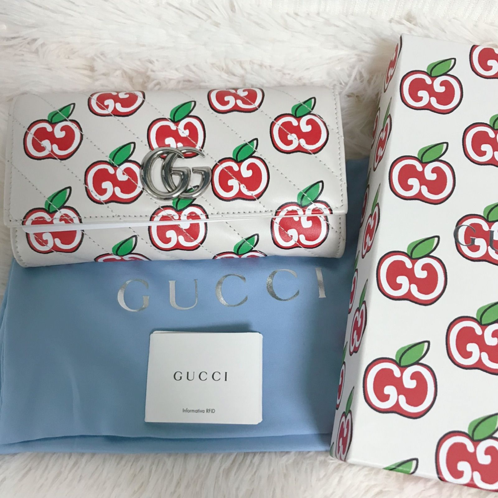 訳あり値下げ GUCCI リンゴ グッチ長財布 ロングウォレット アップル