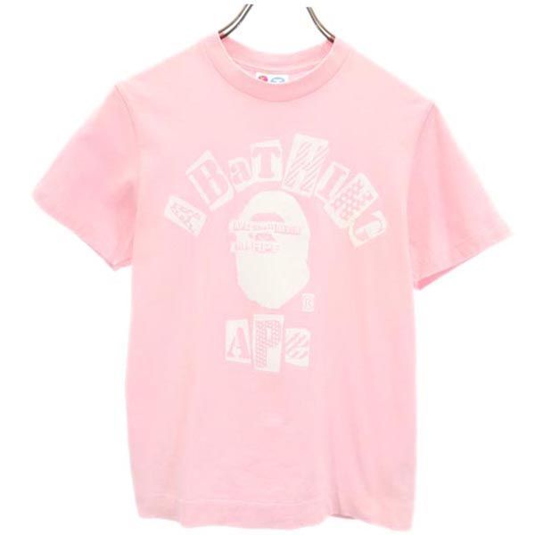 アベイシングエイプ 日本製 ロゴプリント 半袖 Tシャツ ピンク系 A ...