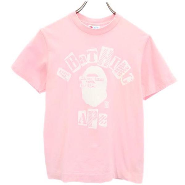 アベイシングエイプ 日本製 ロゴプリント 半袖 Tシャツ ピンク系 A 