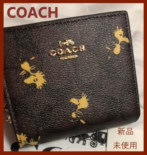 COACH コーチ 新品 折り財布 ウッドストック柄 レディース 小物 財布