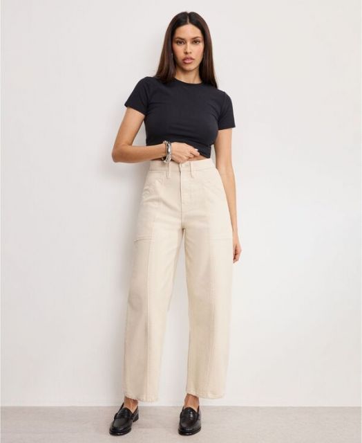 送料無料 グッドアメリカン レディース カジュアルパンツ ボトムス Women s Canvas Cropped Barrel Pants Canvas
