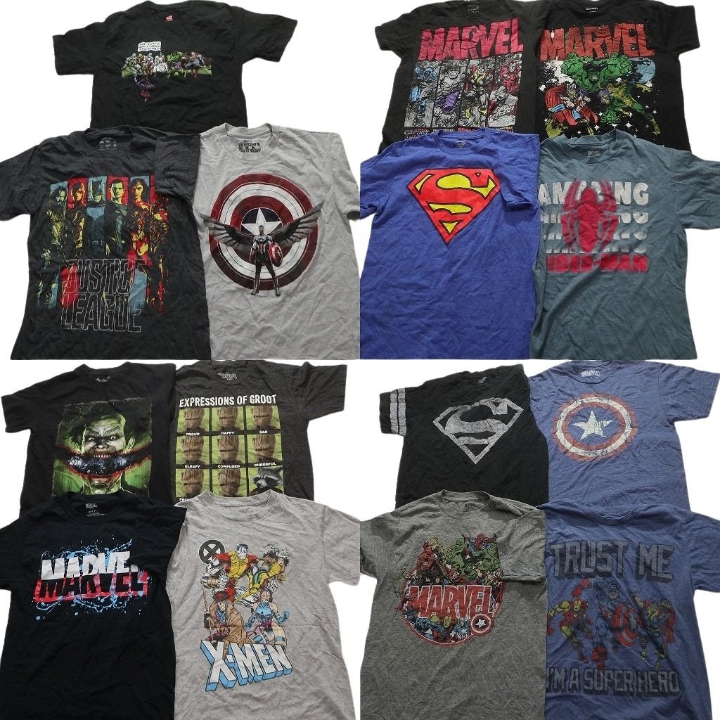 古着卸 マーベル DCコミック 半袖Tシャツ 15枚セット メンズ XS |S キャプテンアメリカ スーパーマン 古着 NA2624