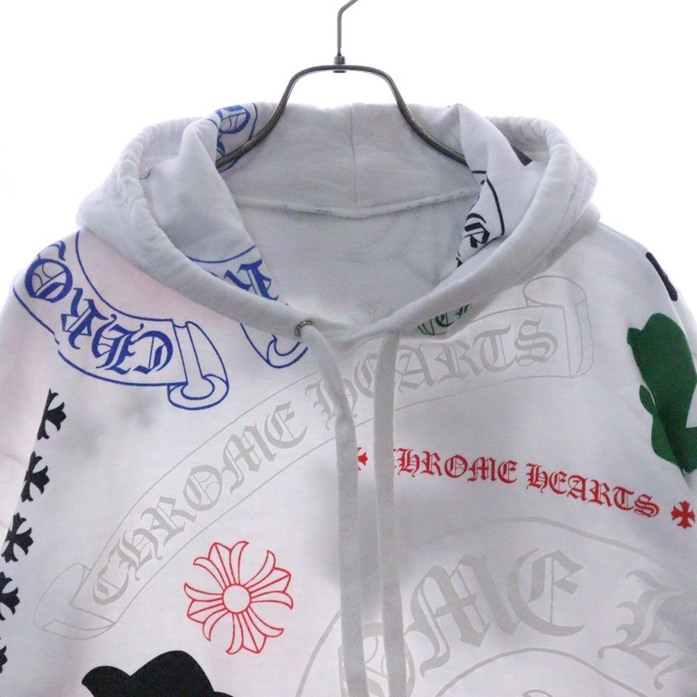 入手難◆送料込【CHROME HEARTS】ステンシル パーカー ホワイト CHROME HEARTS (クロムハーツ) STENCIL HOODIE ステンシル 総柄