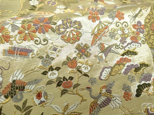 唐織 飛鶴宝尽くし花文