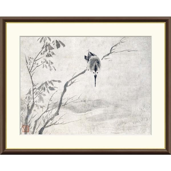 高精細デジタル額装版画 日本の名画 雪舟 (せっしゅう) 「 翡翠図 」 サイズ F6号