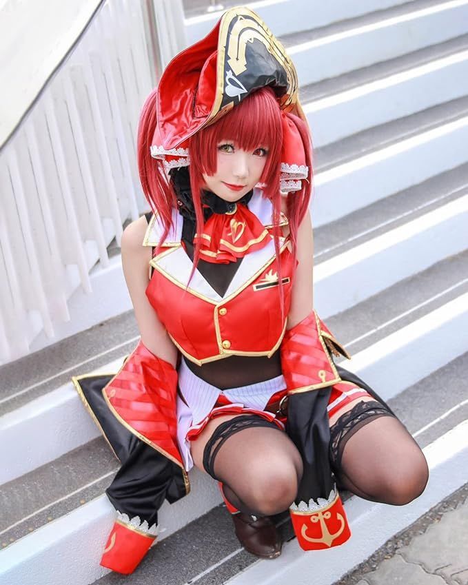 ホロライブ 宝鐘マリン コスプレ 衣装 VTuber バーチャル 船長 ほうしょう まりん撮影用 イベント 誕生日 プレゼント ハロウィン クリスマス ウィッグ付き フルセット