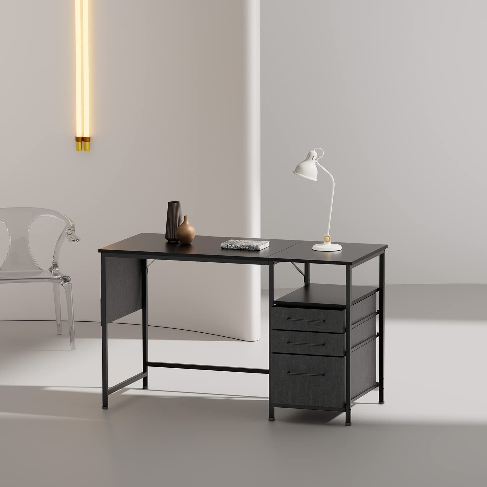 数量 左右入替可 学習机 勉強机 テレワーク オフィスデスク デスク デスク デスク 在宅ワーク 引き出し付き 幅120cm×奥行55cm 黒い ラック付きデスク つくえ パソコンデスク pcデスク 机 Maihail