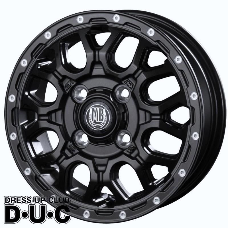 個人宅配送不可 軽トラ軽バン用12インチ MUD BAHN XR-800M MBK|PP ブラック-ピアスポリッシュ ホイール4本セット 12-4.0 12-4.00B