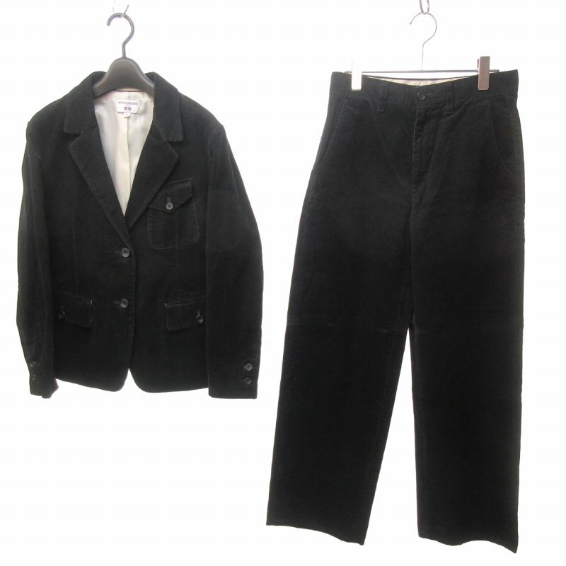 定期販売新品未使用イネス×UNIQULO スーツ ジャケット ウール混 ストライプ 紺黒 テーラードジャケット