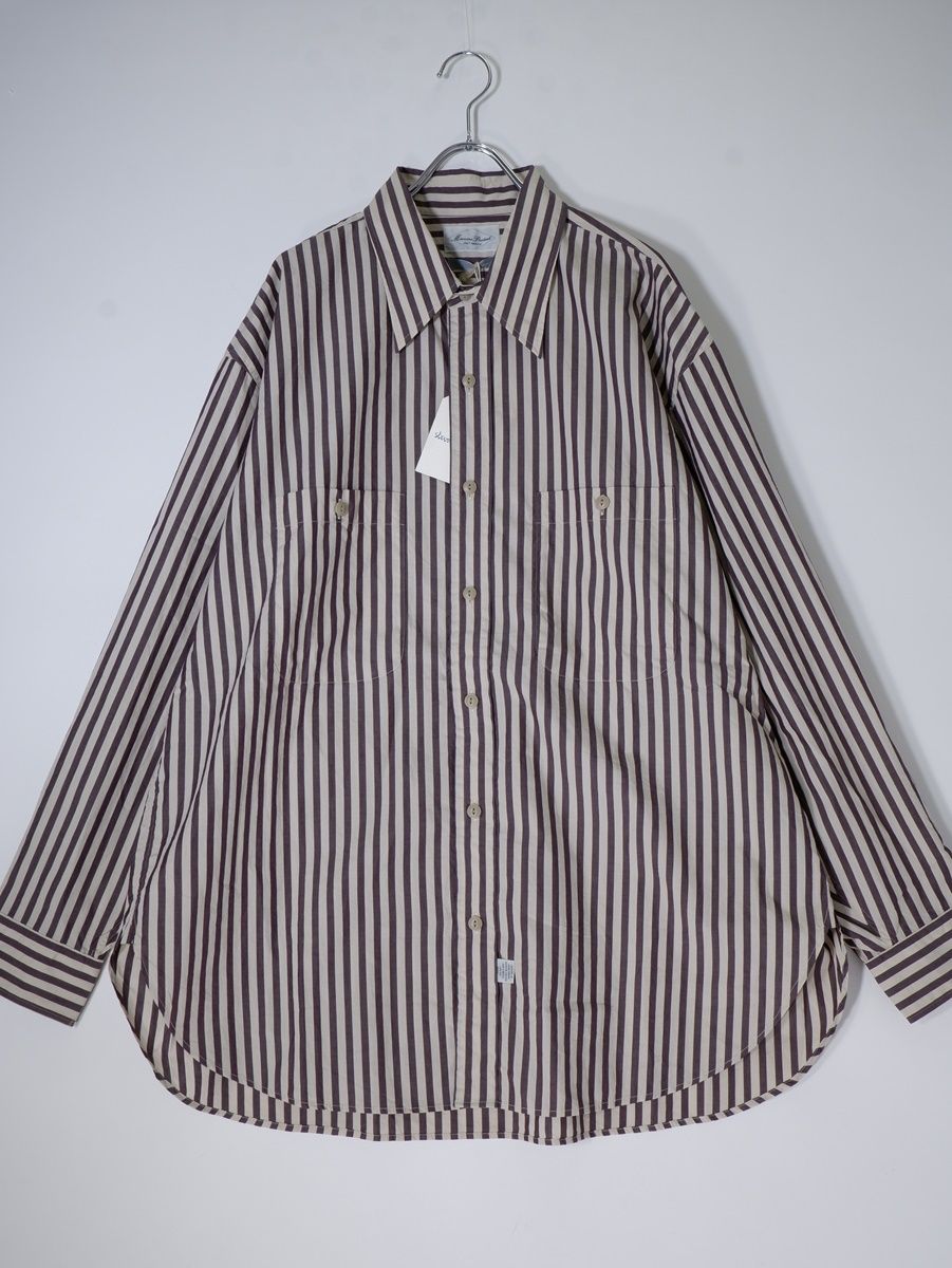 Marvine Pontiak shirt makersマービンポンティアック 2024AW STEVEN ALANスティーブンアラン別注MILITARY SHIRT/ストライプ シャツ新品【FREE】【MSHA77364】