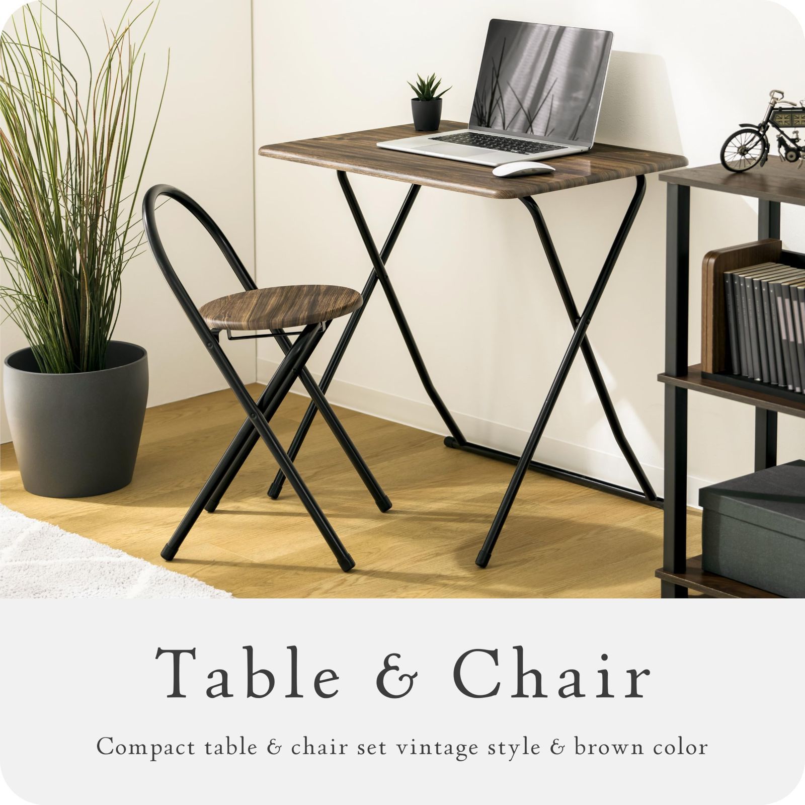 武田コーポレーション デスク チェア 折りたたみ ブース 受付 ヴィンテージ調 デスク-チェアーセット VBR T9-DC70VBR 70×48×70