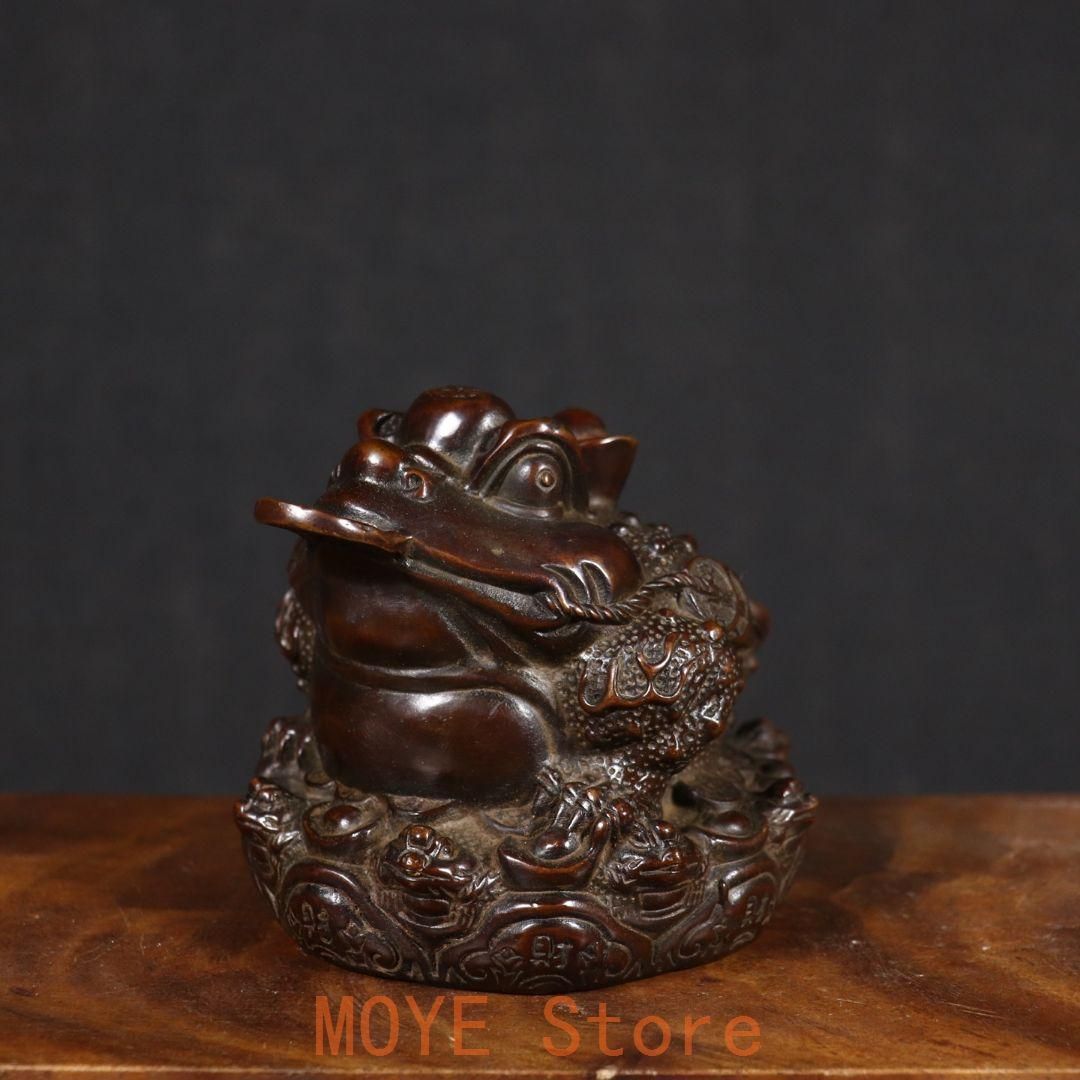 銅製 金蟾 招財進宝 開運 風水 招財 置物 工芸品 装飾品