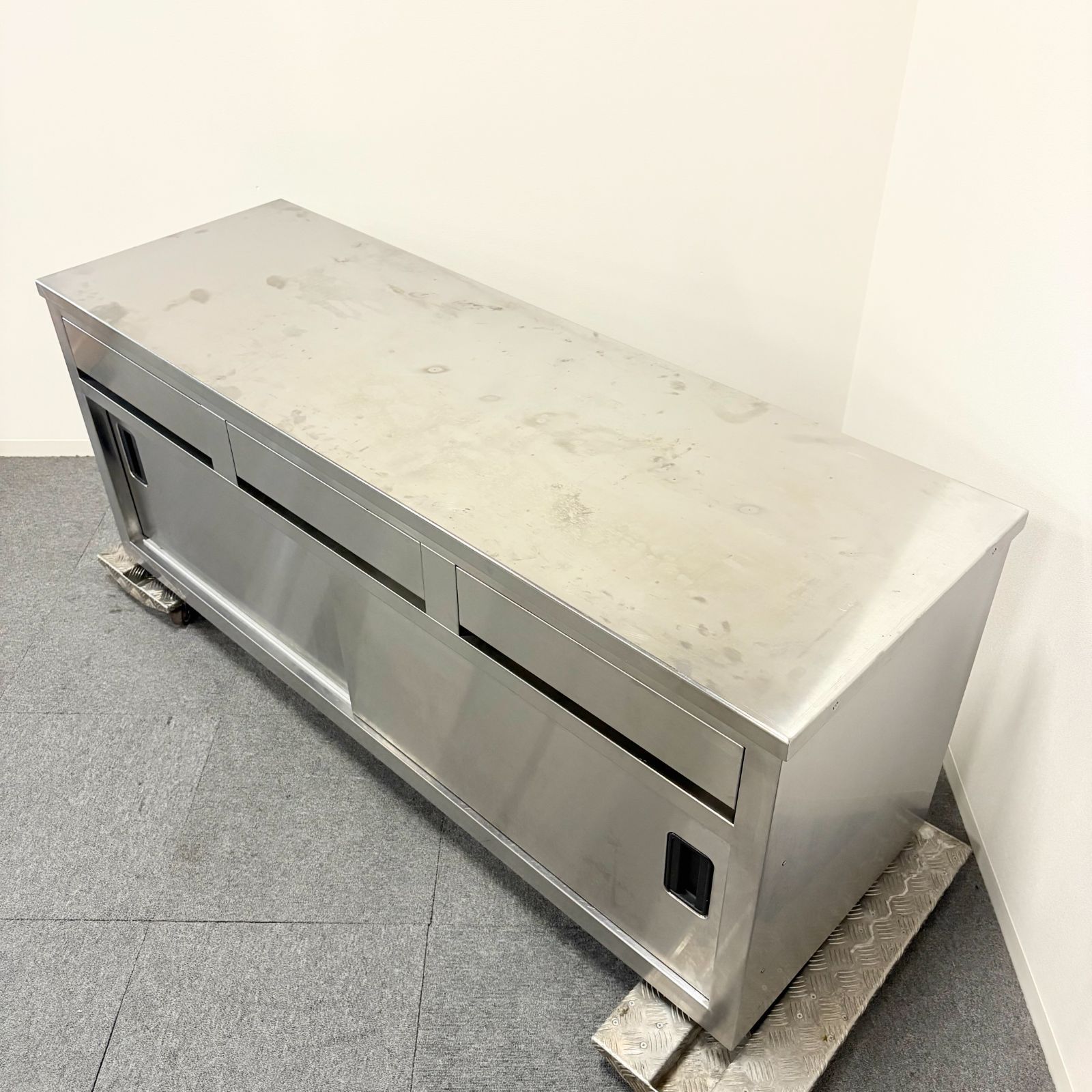 キャビネット|タニコー|幅1800mm×奥行600mm×高さ800mm|業務用|厨房機器|棚|台|テーブル|引き出し付|1509