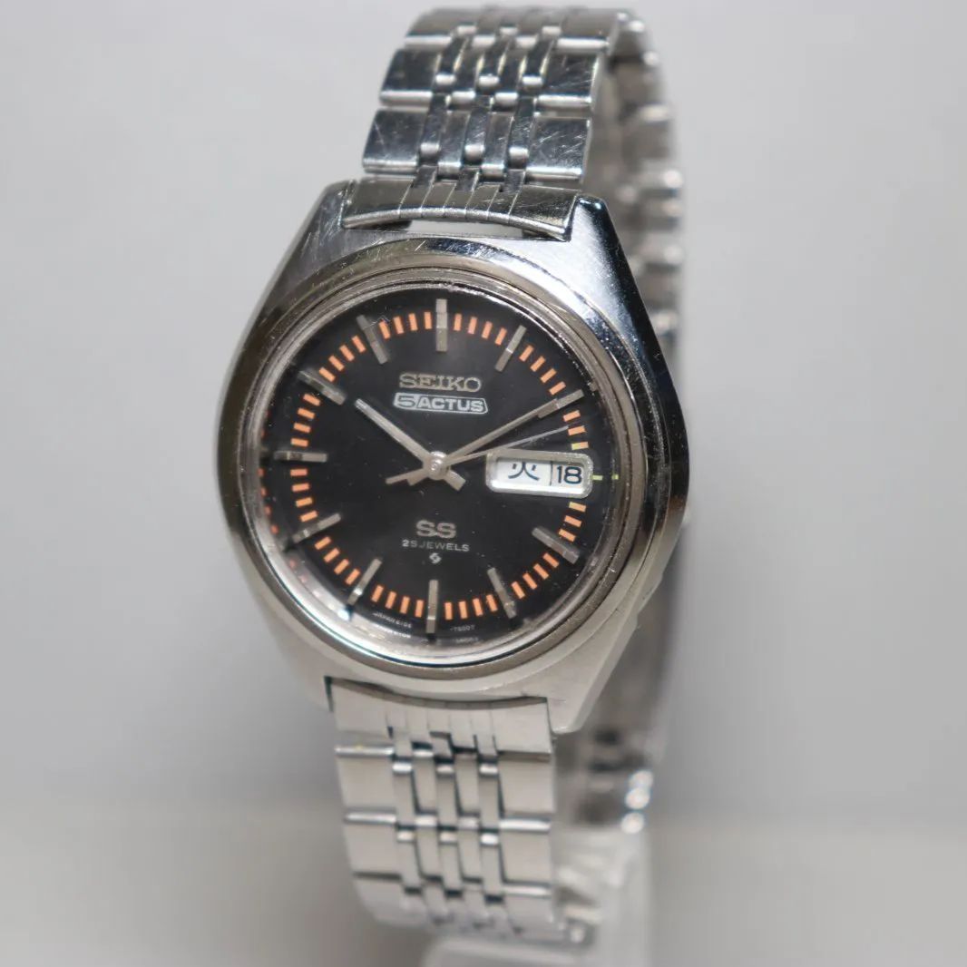 OH済 1971年 SEIKO 5 ACTUS セイコー ファイブアクタス SS マッドブラックダイヤル Ref.6106-7490