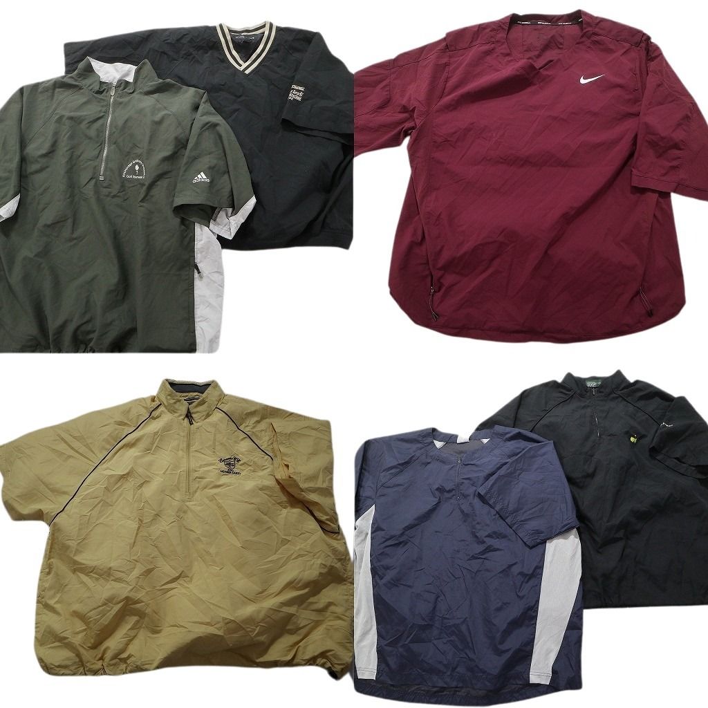 古着卸 まとめ売り 半袖プルオーバー ジャケット 6枚セット (メンズ 2XL /3XL ) ビックサイズ Ｖネック ハーフジップ ナイキ MU7018