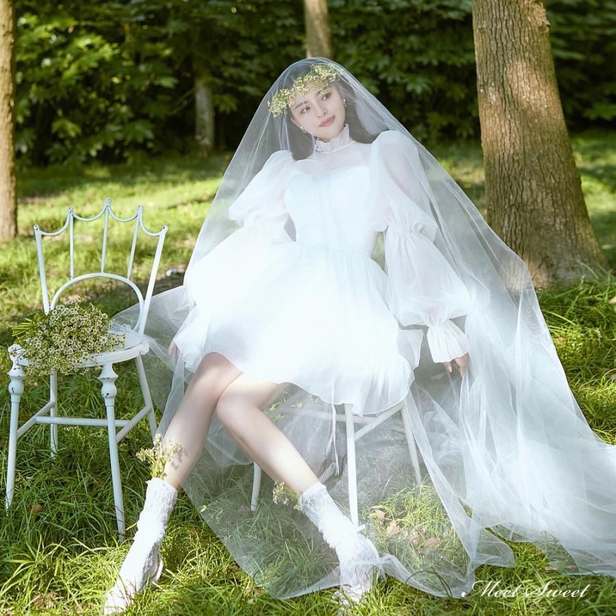 ウェディングドレス ミニドレス ワンピース 二次会 結婚式 前撮り ブライダル 花嫁 ガーデンウェディング 誕生日 パーティードレス ウエデ