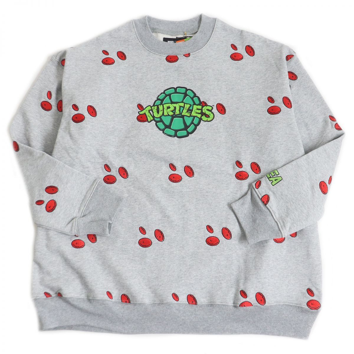 ♥品□ウィンダンシー×ミュータントタートルズ WDS-TMNT-SP-02 ロゴプリント 刺繍 長袖 スウェットシャツ|トレーナー グレー M 正規品