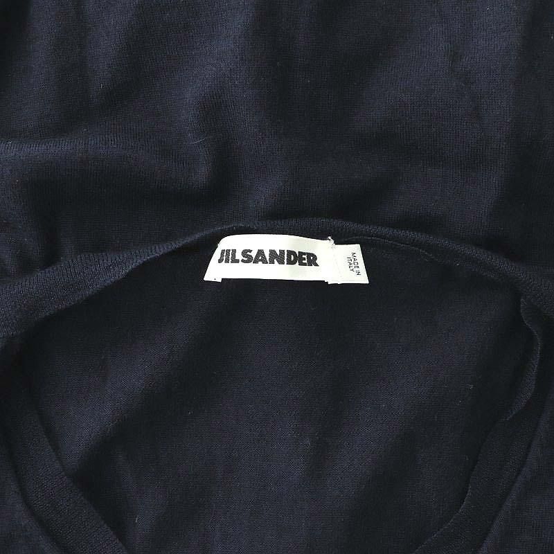 ジルサンダー JIL SANDER ウールカシミヤ ニット Vネック カットソー 五分袖 34 紺 ネイビー /MI ■OS