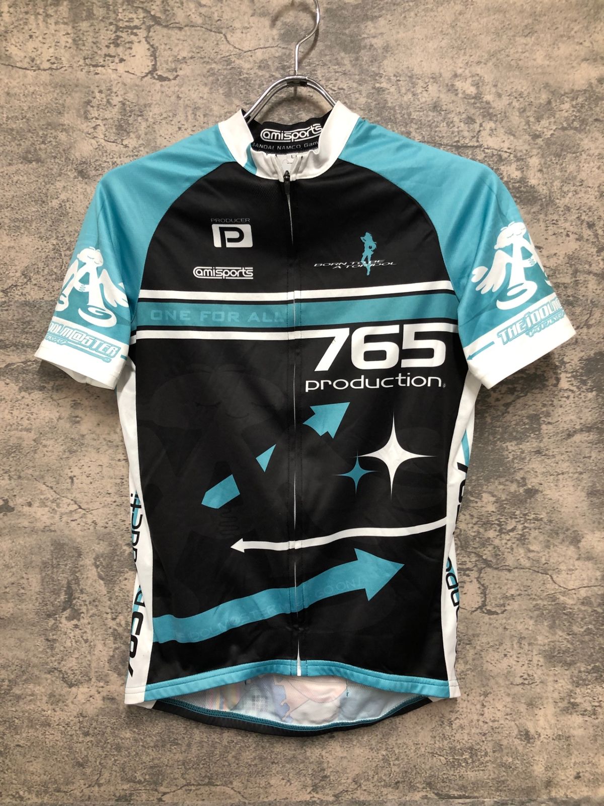 IZ760 アミスポーツ amisports 半袖 サイクルジャージ 水 白 L 痛ジャージ アイドルマスター 765 production 我那覇響 汚れ