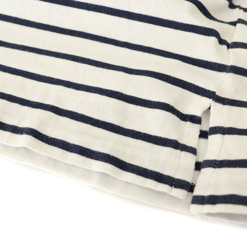 Chesty - Chesty(チェスティ) 半袖カットソー サイズF レディース美品  - ダークネイビー×白 クルーネック/ボーダー/フリル chesty チェスティ ストライプのフリル袖が特徴のネイビー半袖T