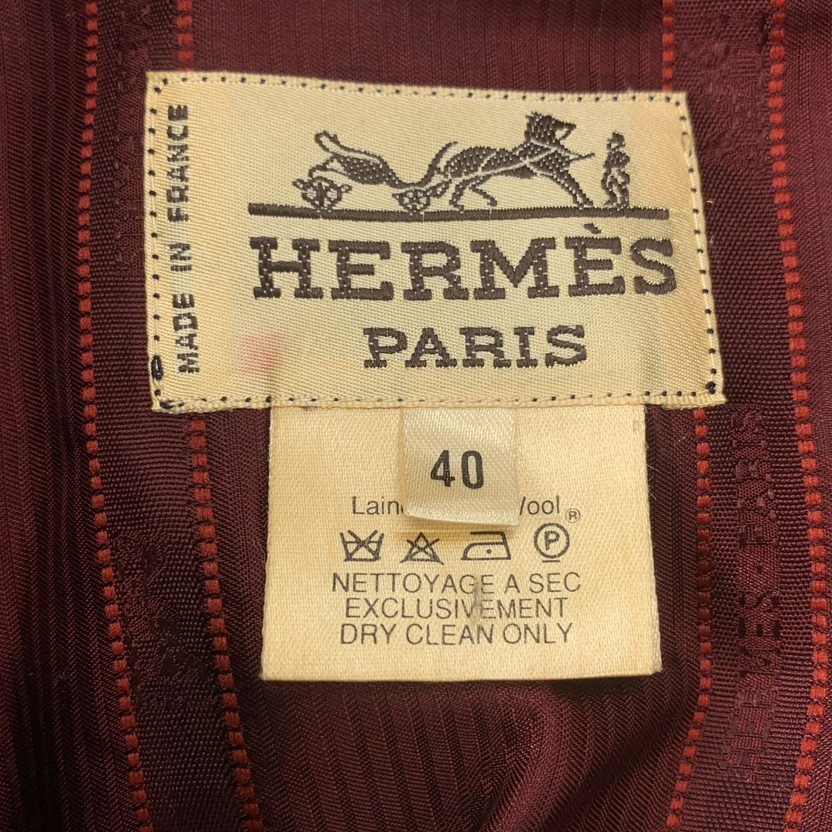 HERMES / エルメス | ヴィンテージ ウール レザー切替
