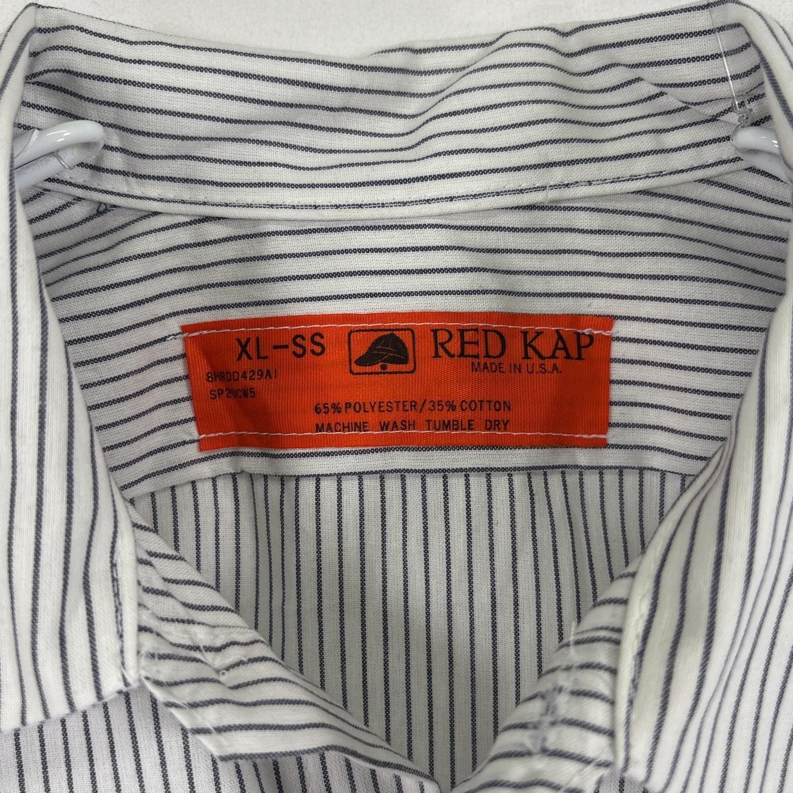 USA古着 REDKAP　半袖ワークシャツ3XL　ネイビーベージュ　ストライプ RED KAP STRIPE LS WORK SHIRTS BB(レッドキャップストライプ