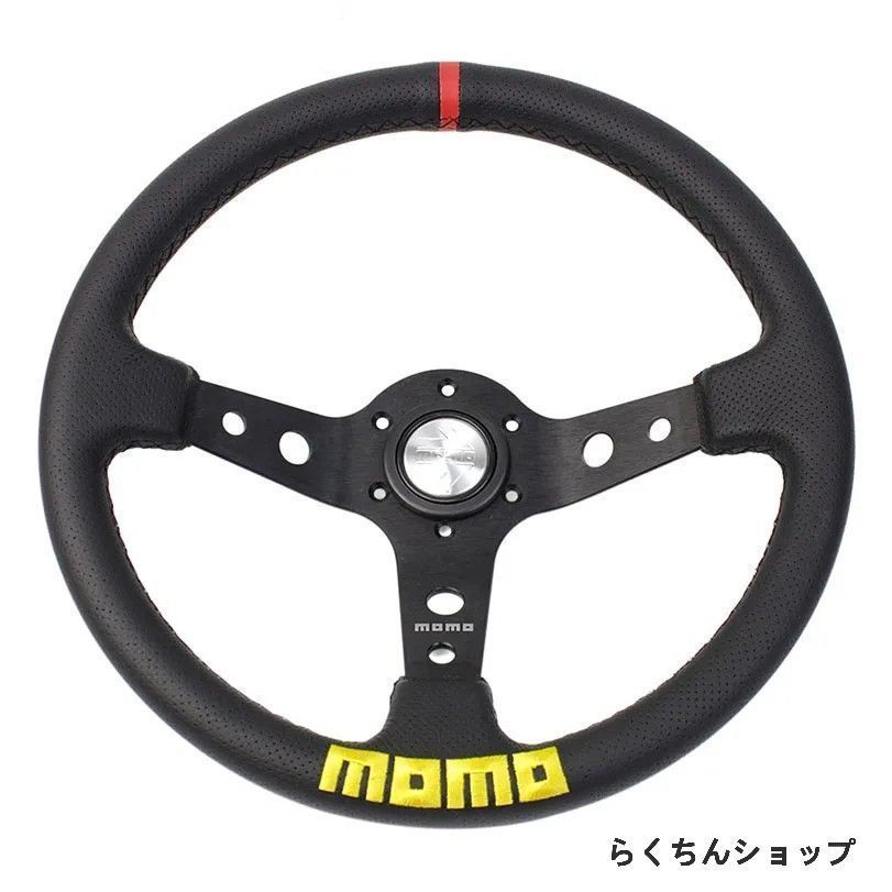新品未使用MOMO モモ ステアリング ハンドル本体 深い凹み 刺 14インチ 350MM クイックレリース レース race カスタム 車 競技 シルバー