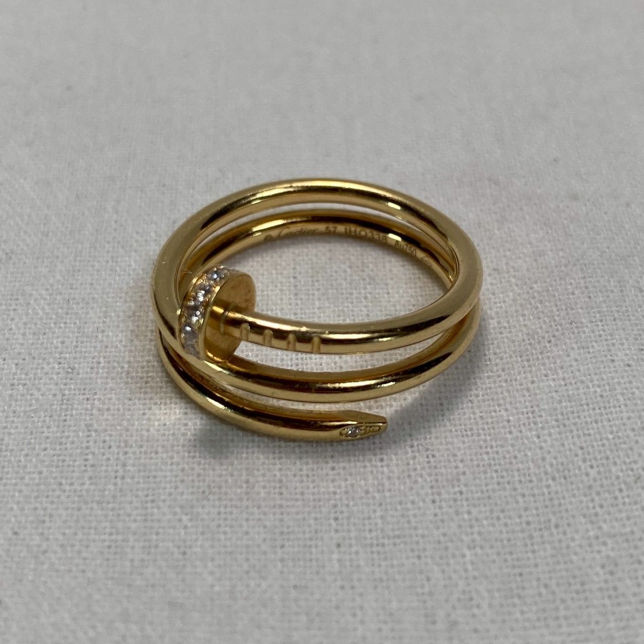 げ中 Cartier ジュストアンクル ダブル リング ダイヤ K18YG 6.54g 11号 No.3636