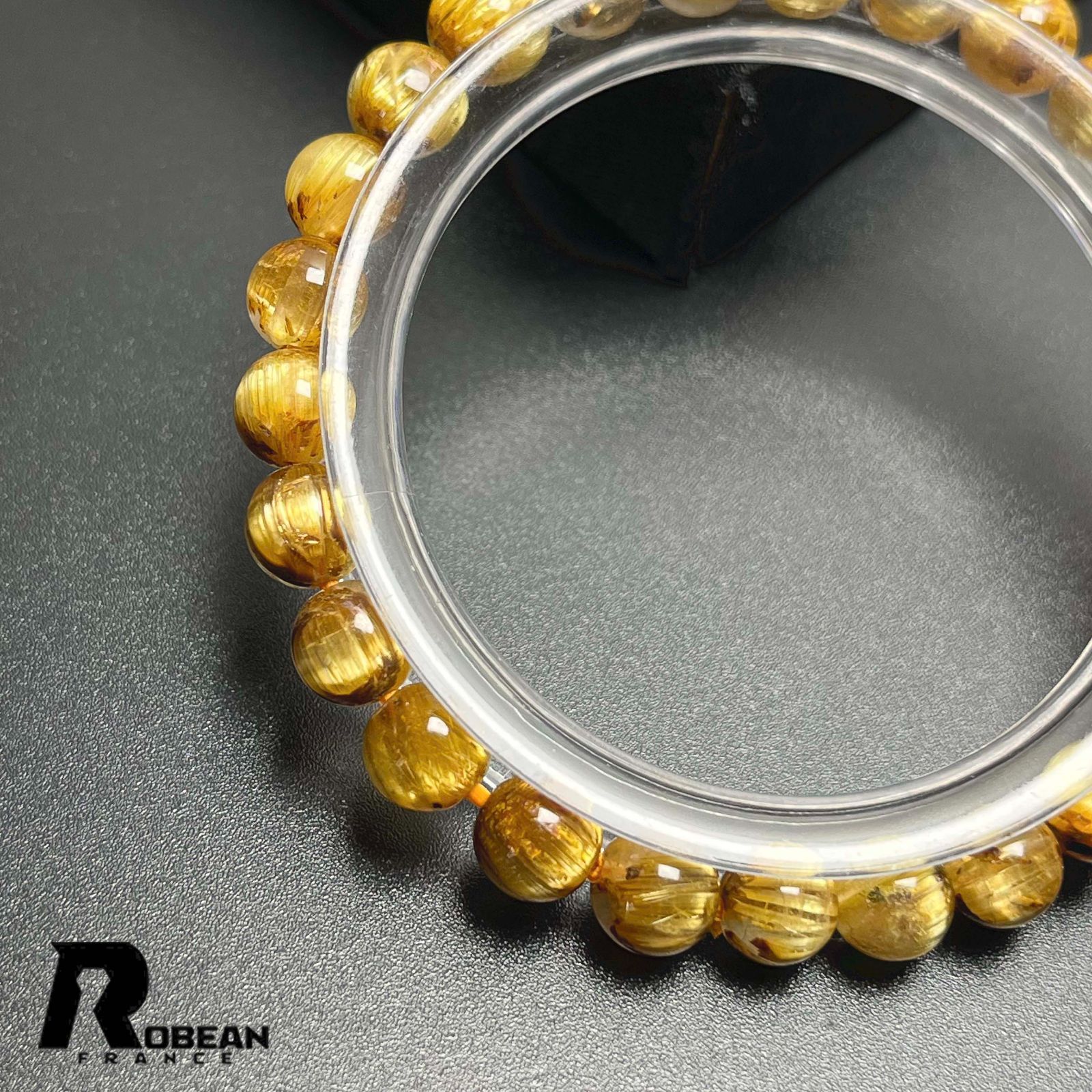 夢色 EU製 定価19万円★ROBEAN・極!極満針ルチルクォーツ★ブレスレット パワーストーン 天然石 綺麗 金運 お守り ギフト プレゼント1 6.9-7.3mm K0410601