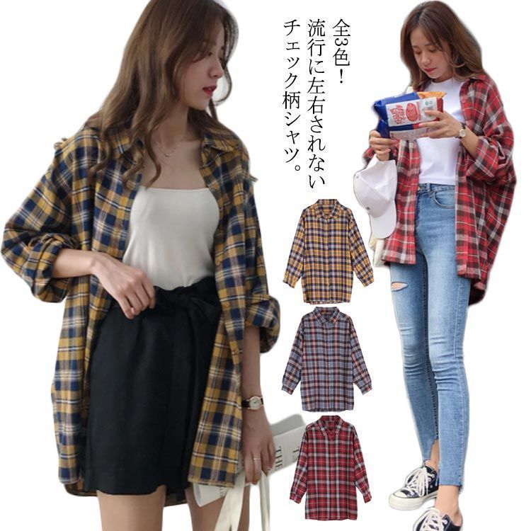 ブラウス シャツ ゆるだぼチェックシャツ レディース Cham. ブラウス シャツ ゆるだぼチェックシャツ レディース