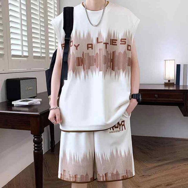 種類1：3XL 1 /D：TZ8823 ホワイトスーツ 秋冬 メンズ  服 シンプル ファッション オシャレ 大人 かっこいい 大きいサイズ ストリート 紳士服 アメリカン ベスト スーツ ノースリーブ T シャツ カジュアル スポーツ チョッキ ツーピース 