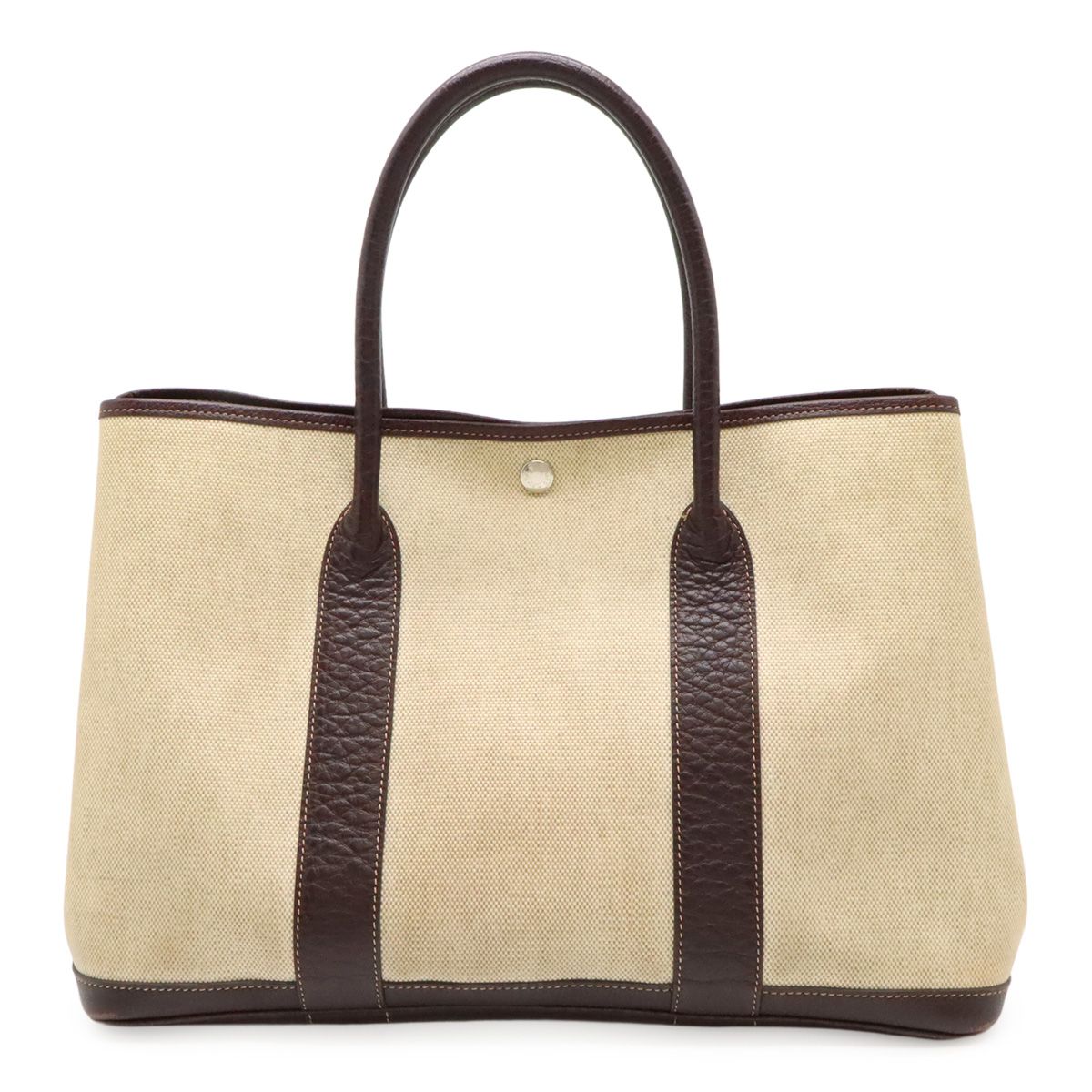 【希少美品】エルメス ガーデンパーティー GM トワルアッシュ×レザー トート HERMES エルメス トートバッグ ガーデンパーティTPM トワル