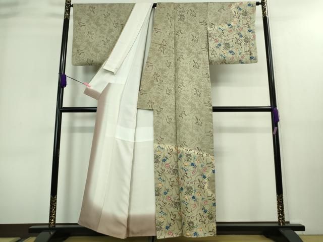 平和屋着物○本場琉球紅型 訪問着 松竹梅風景文 正絹 逸品 AAAZ0057zg