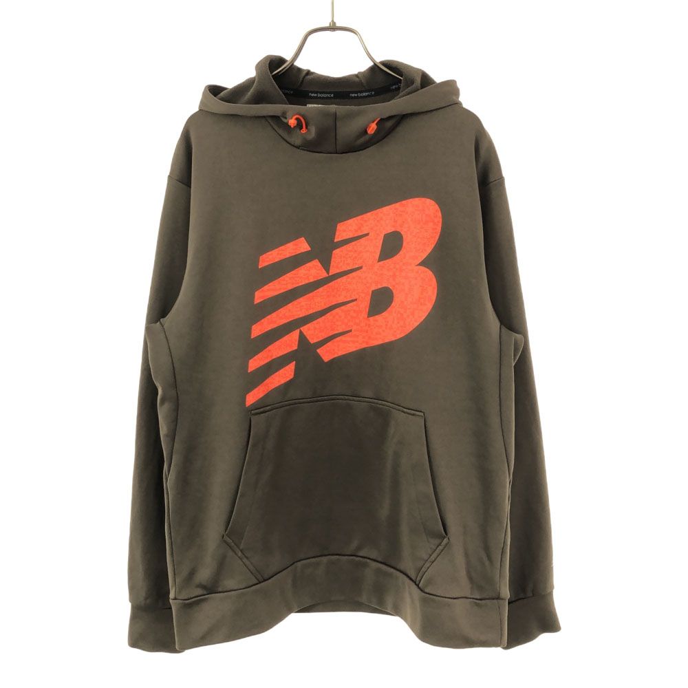 ニューバランス ロゴプリント 長袖 スウェットパーカー M カーキ NEW BALANCE プルオーバー 裏起毛 トレーナー メンズ