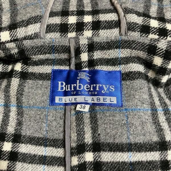 バーバリーブルーレベルグレーダッフルコート フード付き　38 wnc バーバリーブルーレーベル BURBERRYBLUELABEL コート 38 グレー