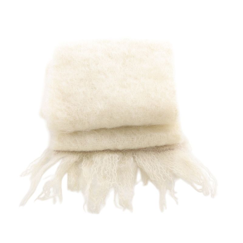 ロエベ ウールモヘア アナグラム ナローニットマフラー べージュ