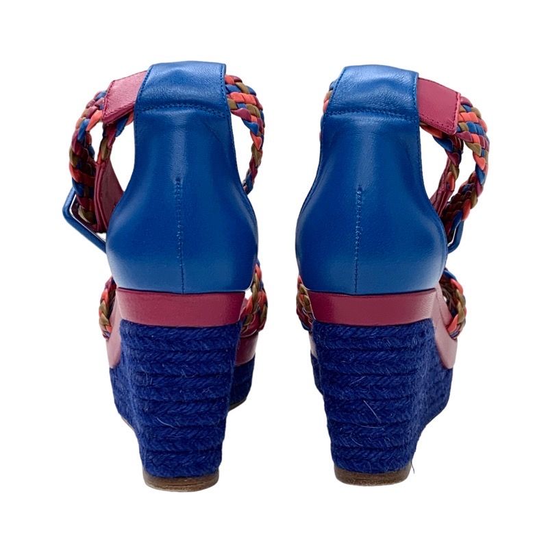 エルメス HERMES イネス サンダル 靴 シューズ レザー ブルー ピンク  