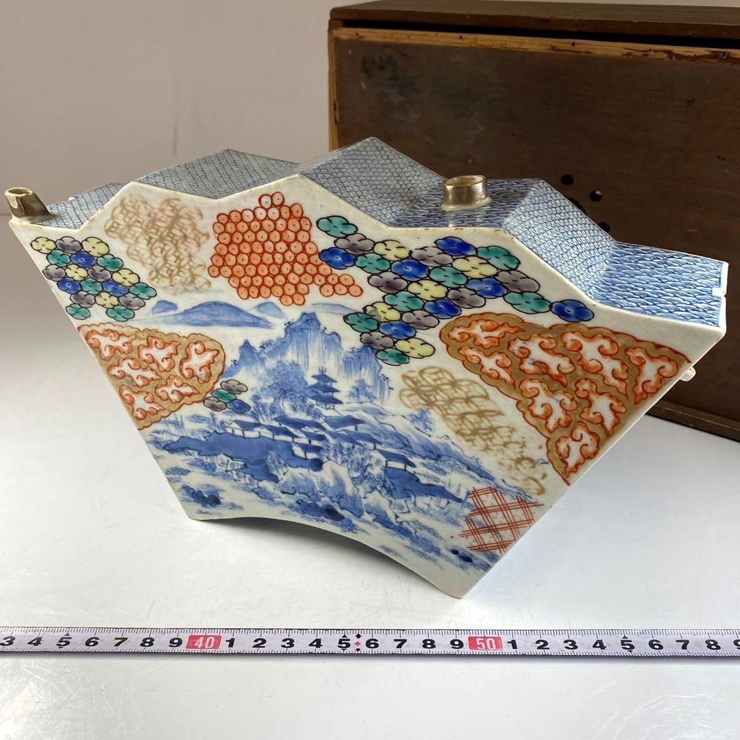 江戸時代 上彩色酒器 時代木 最大幅26㎝ 本Y5-0508