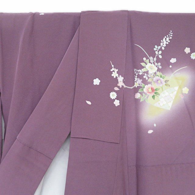 訪問着 着物 中古 正絹 袷 フォーマル 金駒刺繍 短冊に花の図