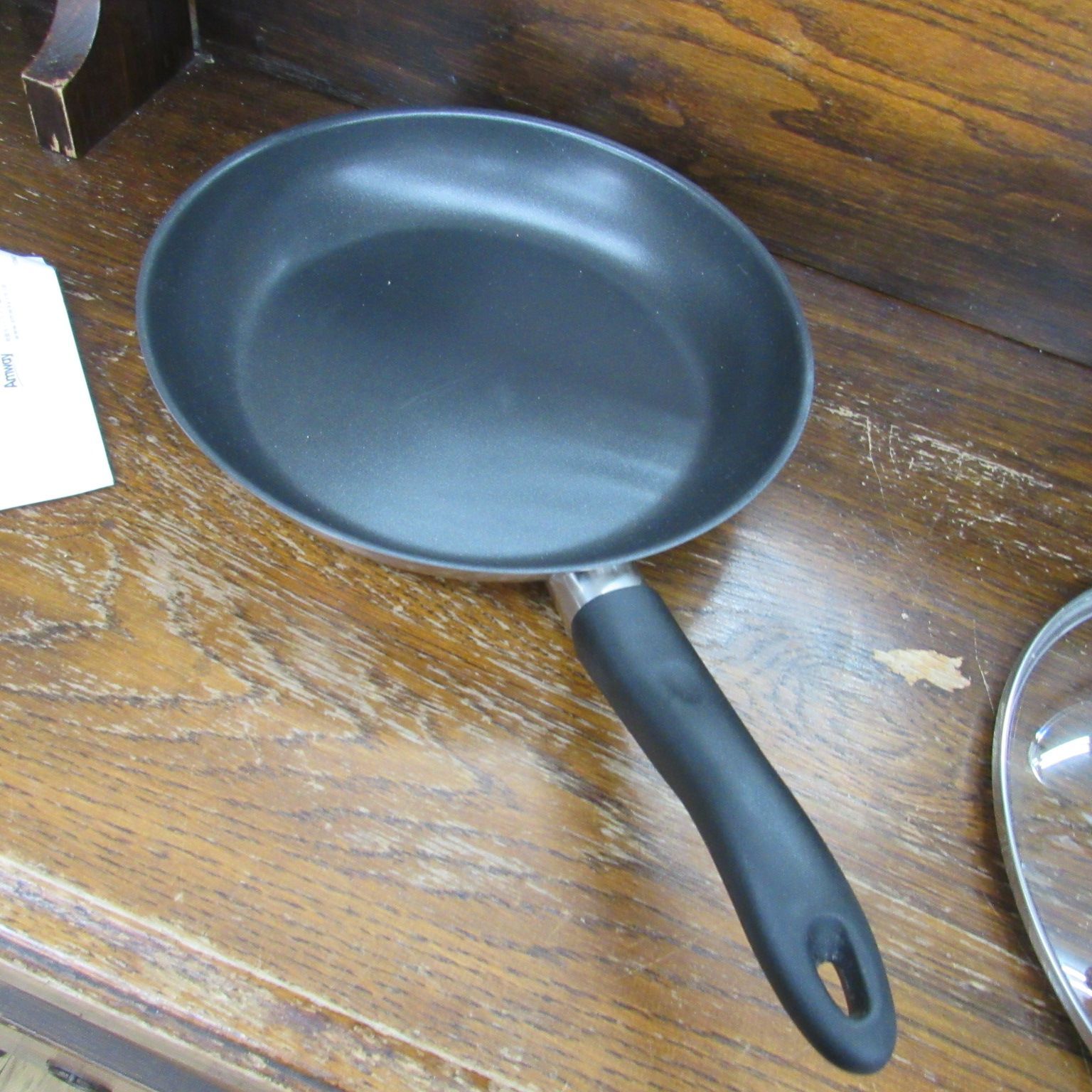 中古 アムウェイ ノンスティックフライパン グリルパン蓋付き 直径26.1 